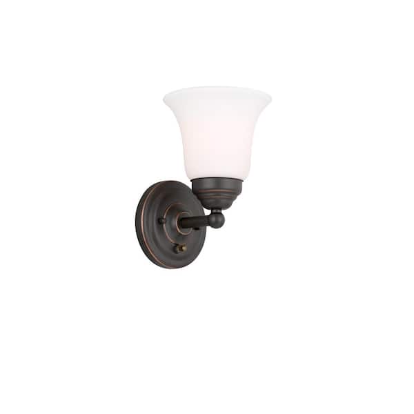 Hampton Bay Ashurst 1-Light ORB Wall Sconce with Switch