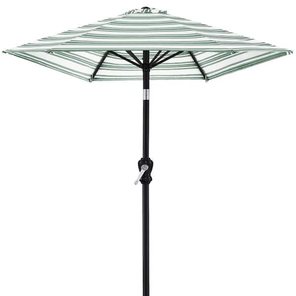 Unbranded 10 ft. Steel Market Tilt Patio Umbrella in Striped Green