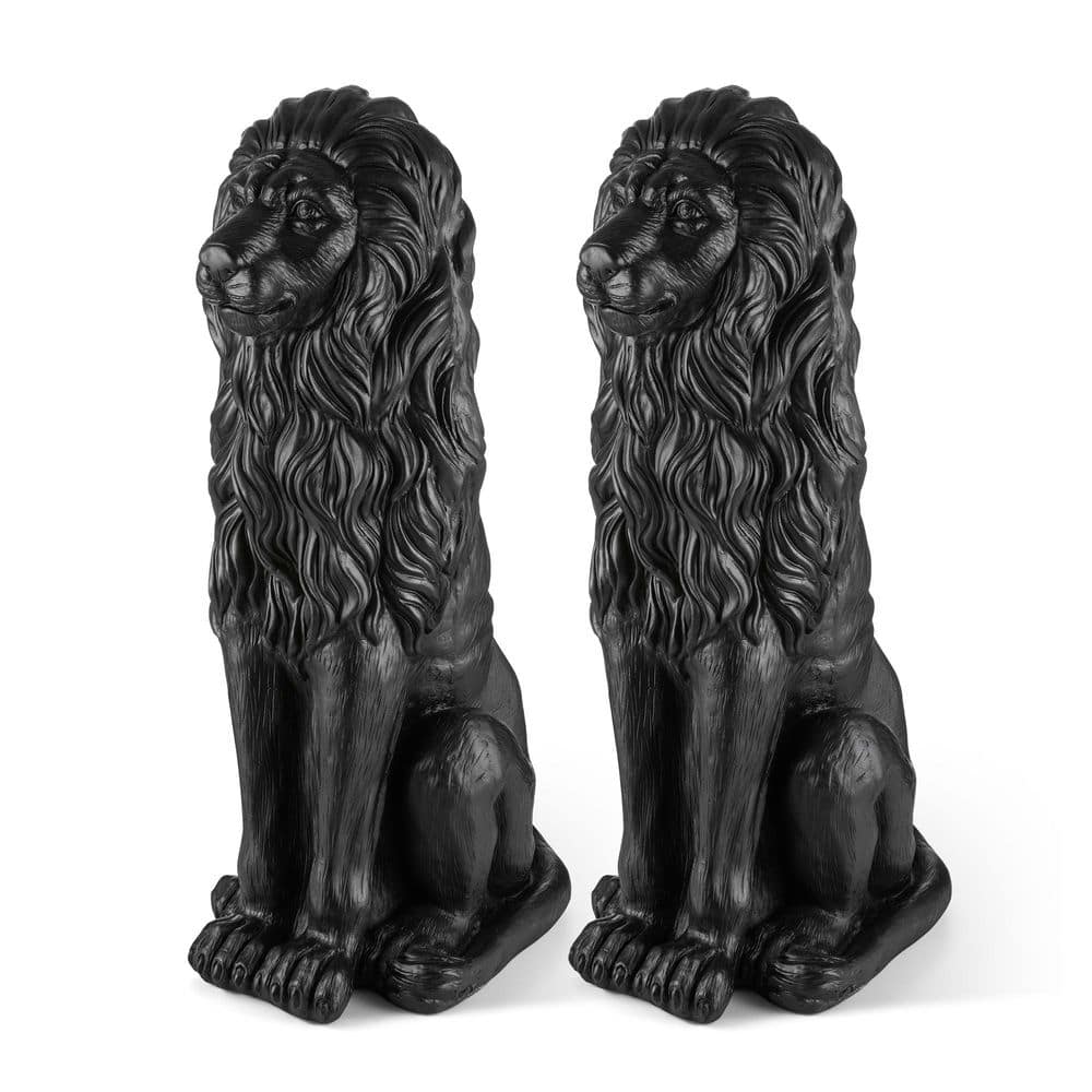 Glitzhome Set of 2-36.25 in.H Oversized MGO Black Guardian Sitting