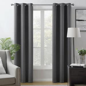 Chelsea Cationic Gray 38 in. W x 84 in. L Grommet Room Darkening Curtain (Single Panel)