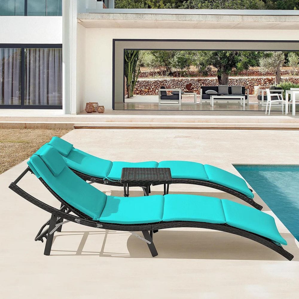 Tozey 3-Pieces Steel Frame Poolside Folding Height Tozey 3-Pieces Steel Frame Poolside Folding Height