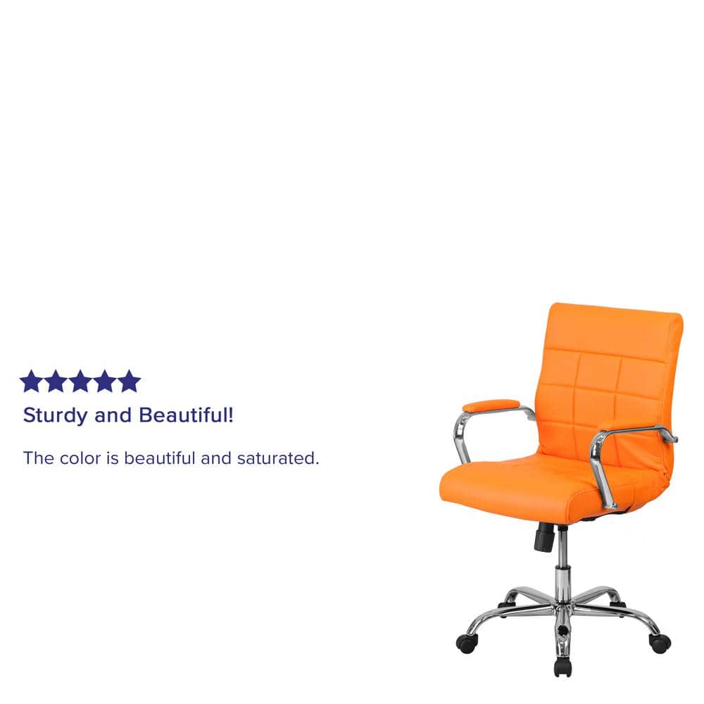 Vivian Mid-Back Orange Vinyl Executive Swivel Chair with Chrome Base