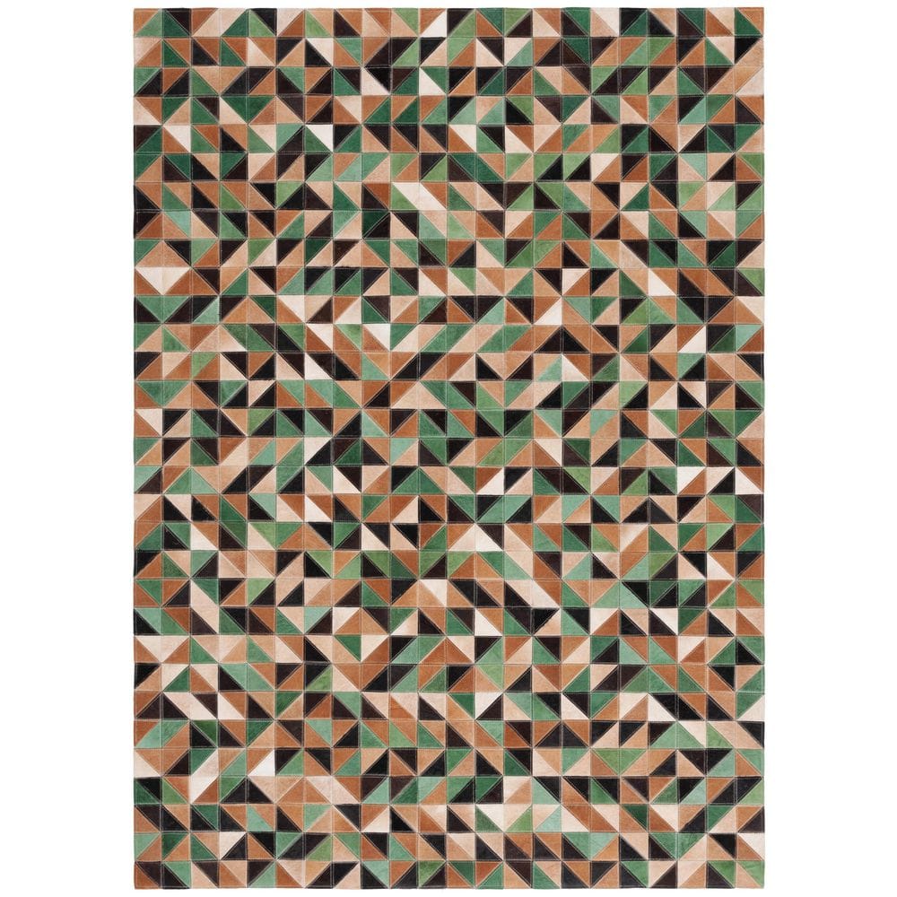 Studio Leather 8 ft. x 10 ft. Green/Light Brown Geometric Triangles Area Rug price history on PriceWatchPro
