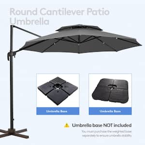 11 ft. Round Patio Cantilever Umbrella With Cover in Gray