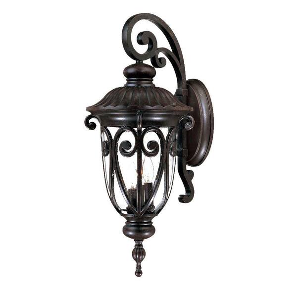 Acclaim Lighting Naples Collection 3-Light Marbleized Mahogany Outdoor Wall Lantern Sconce