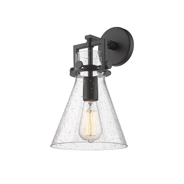 Innovations Newton Cone 1-Light Matte Black Wall Sconce with Clear Glass Shade