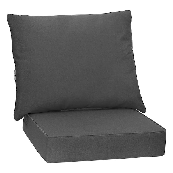 Gray Polyester and Cotton High Resilience Chair Pad Set with Removable Covers (Set of 2)