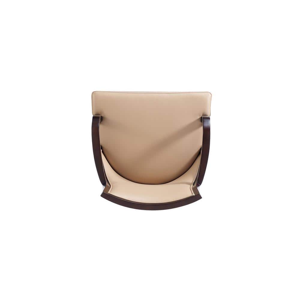 Tan Faux Leather Upholstered Parsons Arm Chair with Wood Frame