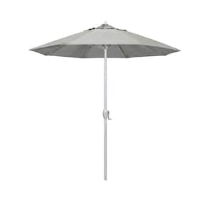 7.5 ft. Matted White Aluminum Market Patio Umbrella Auto Tilt in Granite Sunbrella