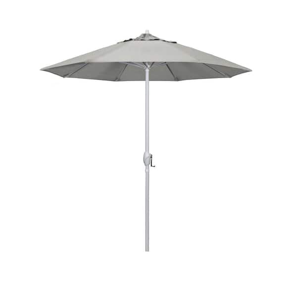 California Umbrella 7.5 ft. Matted White Aluminum Market Patio Umbrella Auto Tilt in Granite Sunbrella