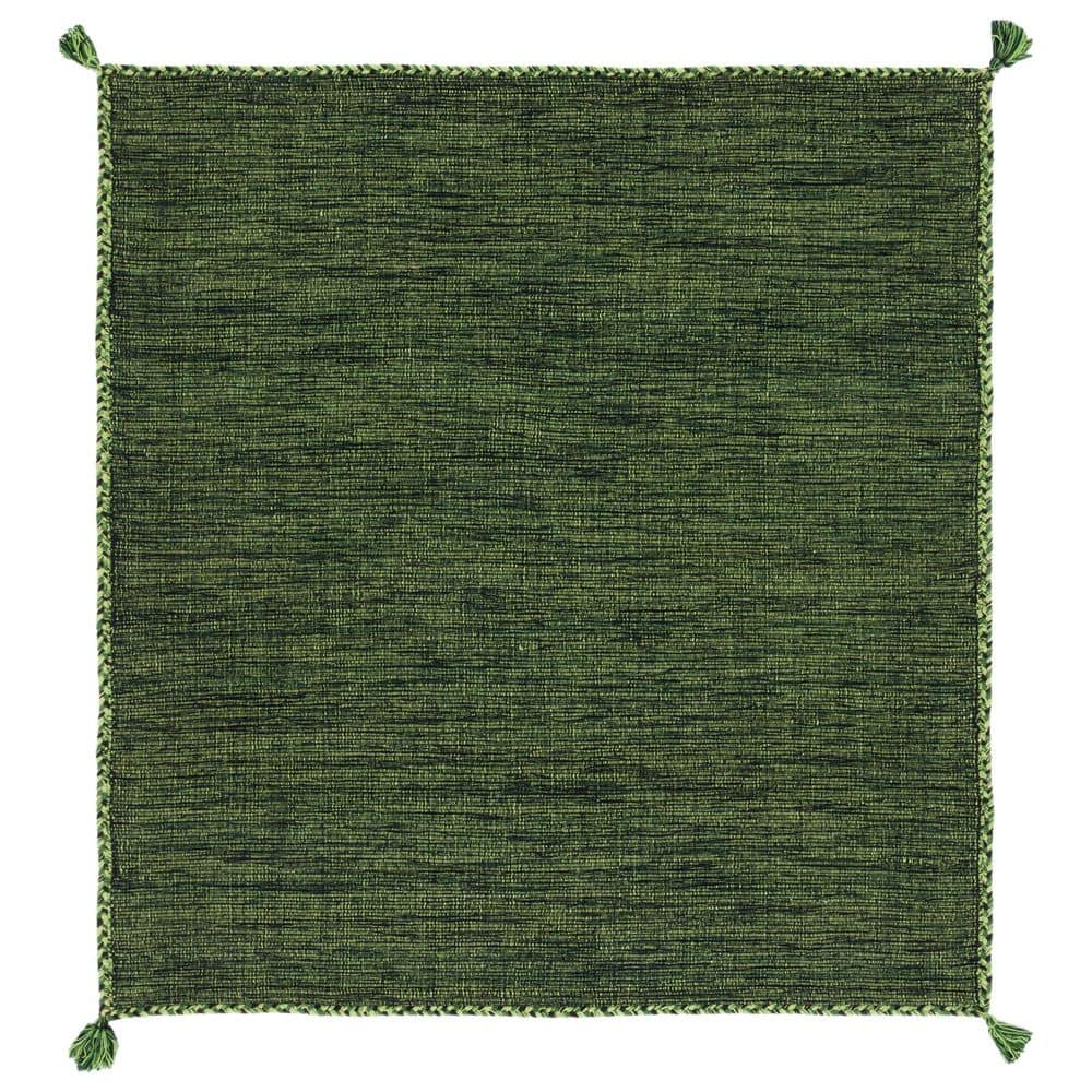 SAFAVIEH Montauk Green/Black 5 ft. x 5 ft. Solid Color Striped Square