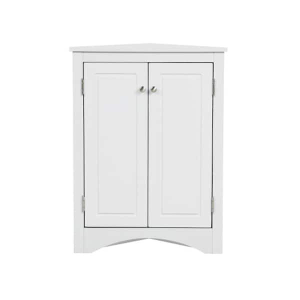 Unbranded White Accent Storage Cabinets Triangle Bathroom Storage Cabinet with Adjustable Shelves Freestanding Floor Cabinet