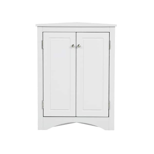 Grey Accent Storage Cabinets Triangle Bathroom Storage Cabinet with Adjustable Shelves Freestanding Floor Cabinet, Gray