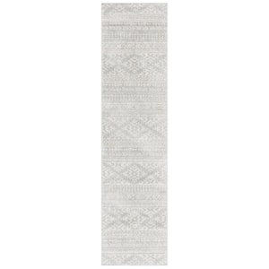 Tulum Light Gray/Ivory 2 ft. x 11 ft. Striped Tribal Geometric Runner Rug