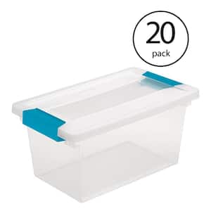 Medium Clip Box Clear Home Storage Tote Container with Lid (20 Pack)