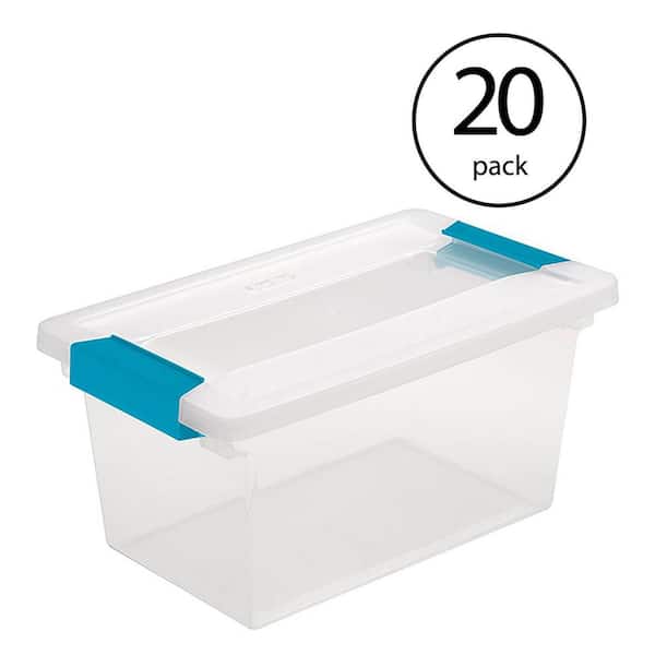 Sterilite Medium Clip Box Clear Home Storage Tote Container with Lid (20 Pack)