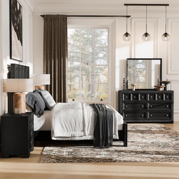 Furniture of America Merchiz 3-Piece Brown Wood Frame King Bedroom