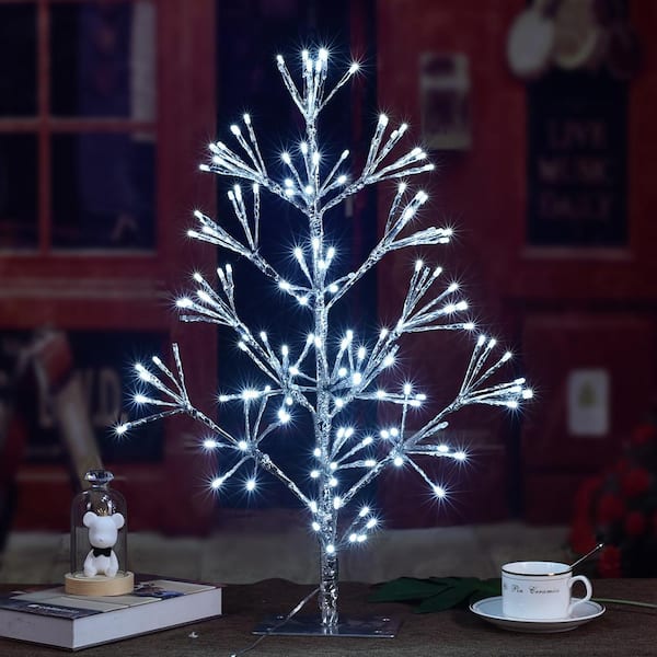 Lightshare 2 ft. 144 l Artificial Christmas Tree Cluster Light Warm White  for Home Garden Decoration Silver BZQSDS2FT-S - The Home Depot