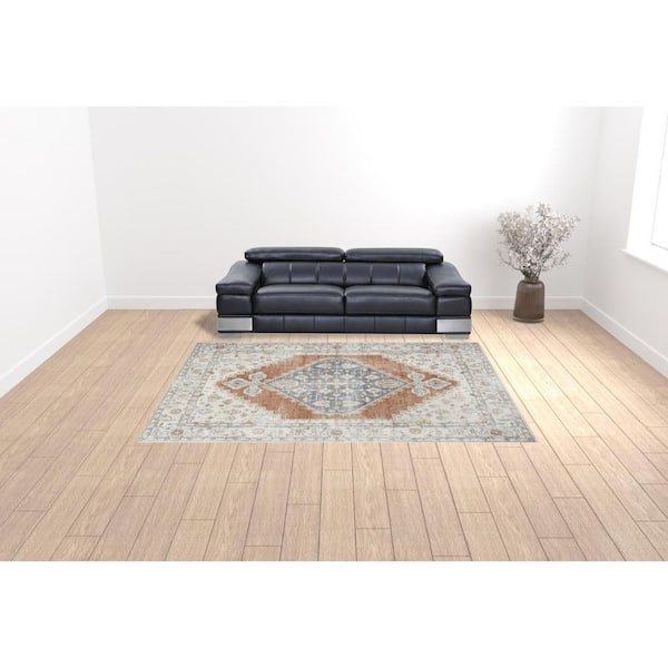 9 ft. x 12 ft. Gray Oriental Power Loom Distressed Area Rug