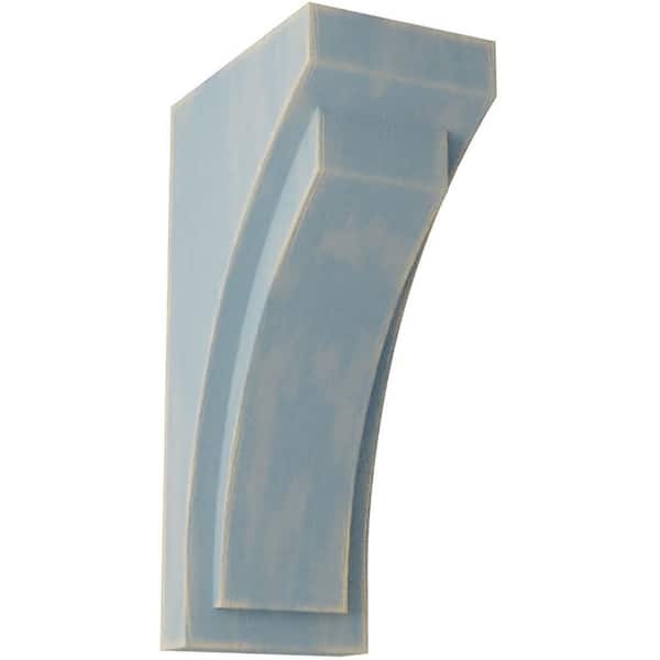 Ekena Millwork 5-1/2 in. x 14 in. x 7-3/4 in. Driftwood Blue Jumbo Felix Wood Vintage Decor Corbel