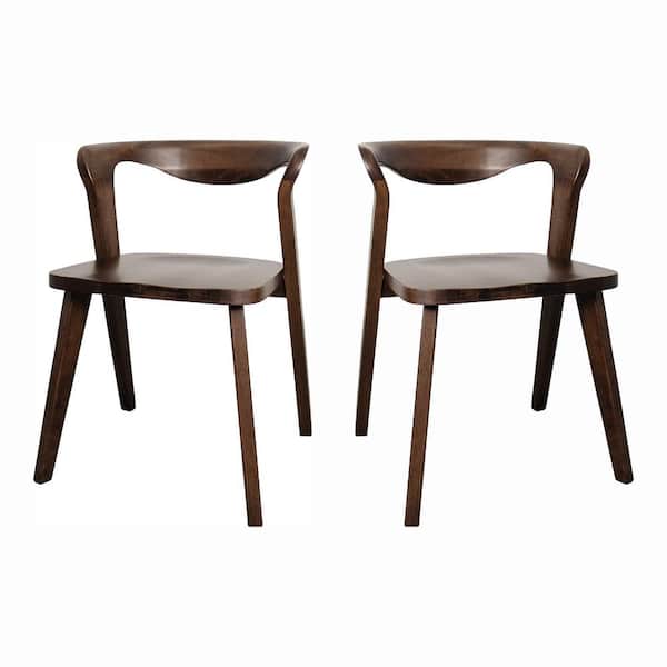 Shelun III Rich Walnut Wood Dining Chairs with Curved Backrest (Set of 2)