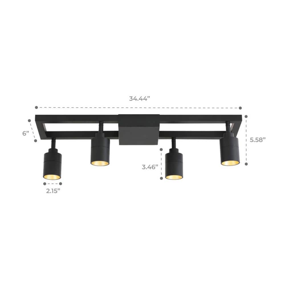 Shura Modern Black and Gold 4-Light LED Track Lighting Kit