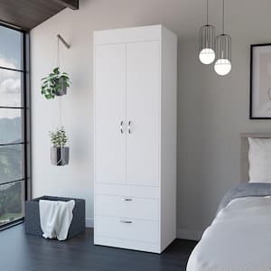 23.3 in. W x 18.9 in. D x 70.4 in. H White Freestanding Tarento Linen Cabinet with 2 Drawers and 2 Doors