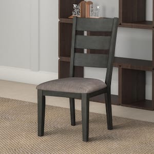 Gray Fabric Side Chair with Padded Seat (Set of 2)