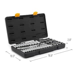 3/8 in. Drive 6-Point SAE/Metric 90-Tooth Ratchet and Socket Mechanics Tool Set (57-Piece)