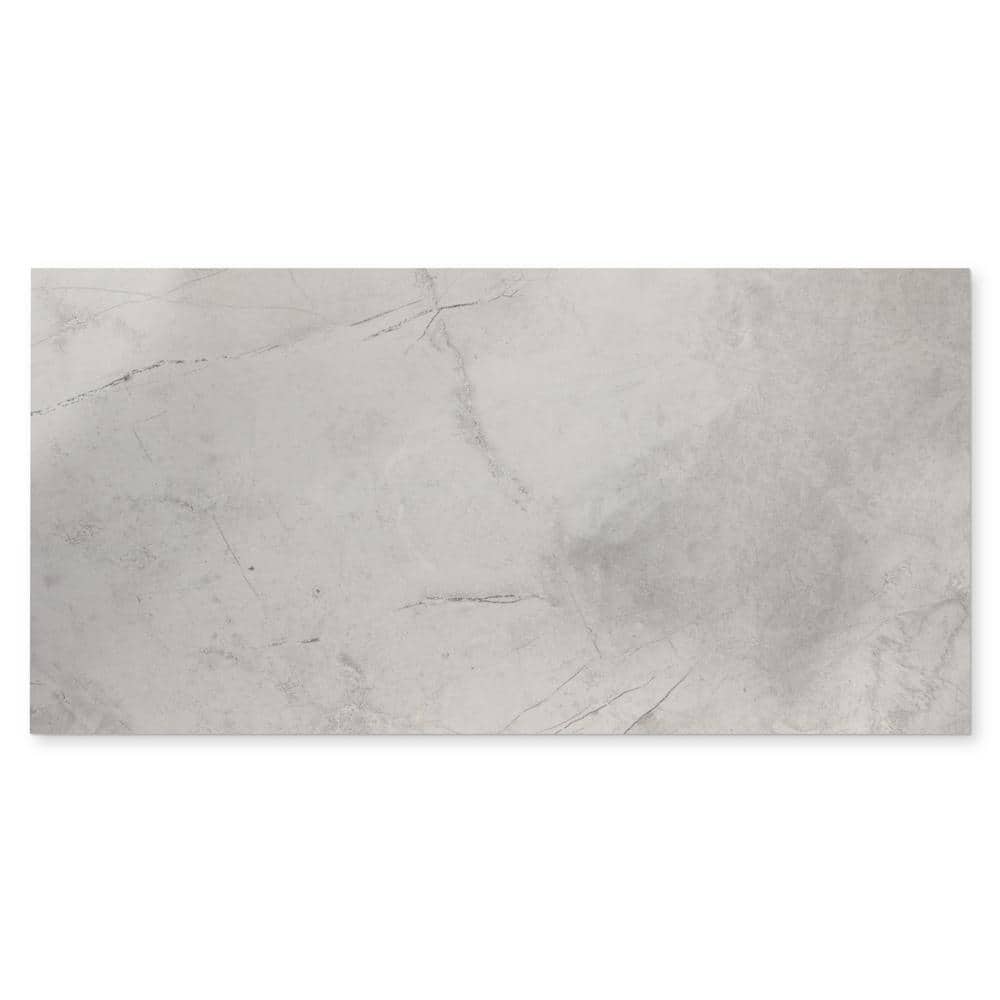Pierre 12x24 Light Grey Polished Porcelain Wall and Floor Tile