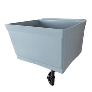 23.5 in. x 22.88 in. Grey Thermoplastic Wall Mounted Utility Sink Kit with Sink Drain P-Trap and Water Supply Lines