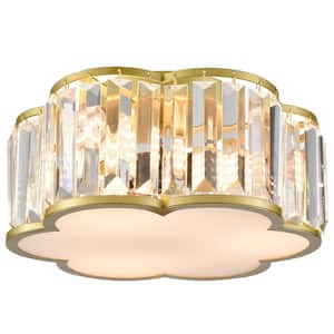 12.83 in. 3-Light Fixture Gold Finish Modern Flush Mount with Clear Glass Shade 1-Pack