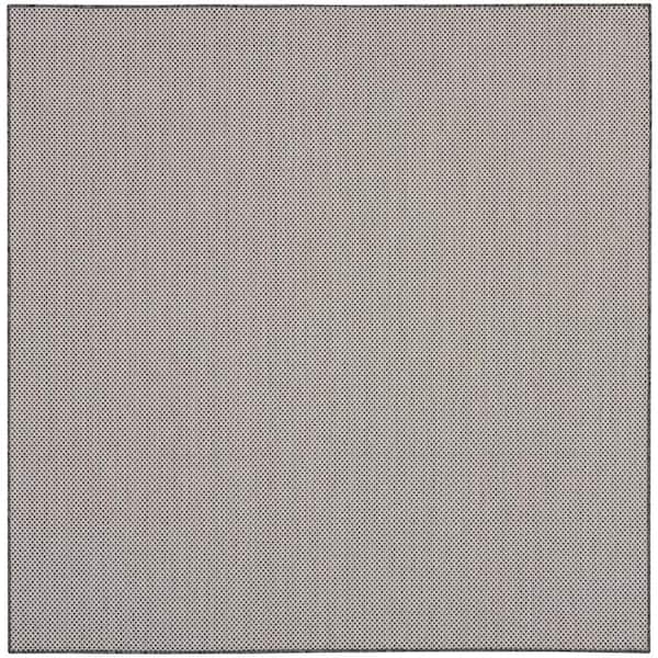 Nourison Courtyard Ivory/Charcoal 8 ft. x 8 ft. Square Solid Geometric Contemporary Indoor/Outdoor Area Rug