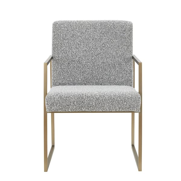 Suzanne Grey Fabric and Antique Brass Dining Chair