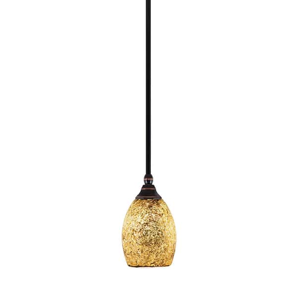 Unbranded Sparta 100-Watt 1 Light Black Copper Shaded Pendant, Mini Pendant Light with Gold Fusion Shade No Bulb Included