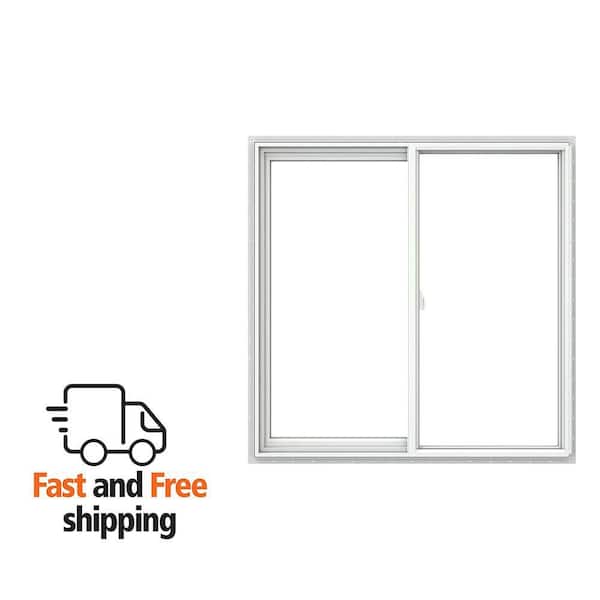 V-2500 48 in. x 48 in. White Vinyl Nailfin Sliding Window with Low E, Argon, Screen, and No Grids - CA Fire