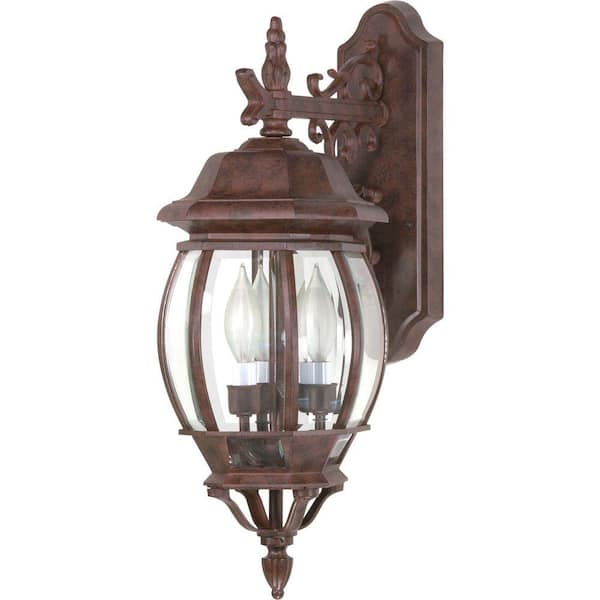 SATCO Central Park Old Bronze Outdoor Hardwired Wall Lantern Sconce with No Bulbs Included