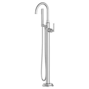 Oswell Single-Handle Freestanding Tub Faucet Floor Mounted with Handheld Hand Shower in Brushed Nickel