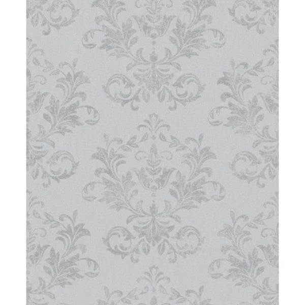 Unbranded Hotel Collection Silver Embossed Damask Glitter Finish Non-Pasted Non-Woven Wallpaper Sample
