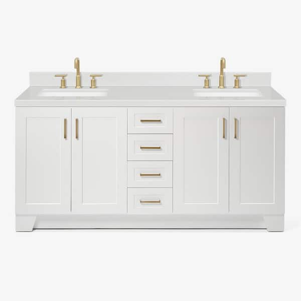Taylor 72 in. W x 22 in. D x 36 in. H Double Sink Freestanding Bath Vanity in White with Carrara Quartz Top