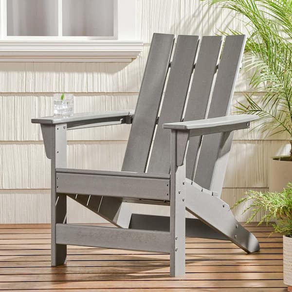 Unbranded Classic Gray Resin Plastic Adirondack Chair, HDPE All-Weather Adirondack Chair for Yard, Garden, Patio (1-Pack)