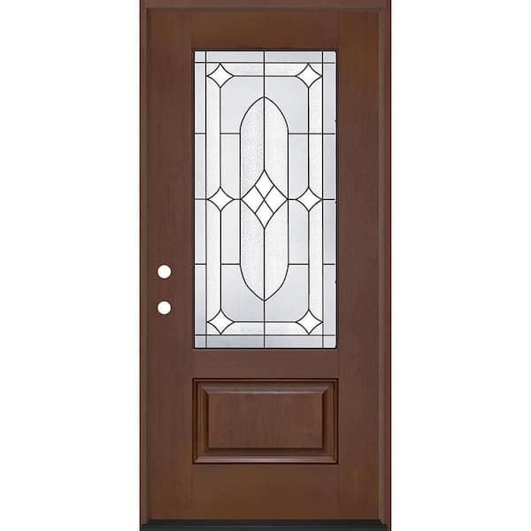 Regency 36 in. x 80 in. 3/4L Axis Glass RHIS Chestnut Stain Fiberglass Prehung Front Door with 6-9/16 Jamb