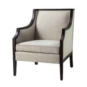 Falco Linen Traditional Wingback Armchair with Solid Wood Legs