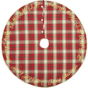 48 in. Holiday Cherry Red Farmhouse Christmas Decor Tree Skirt