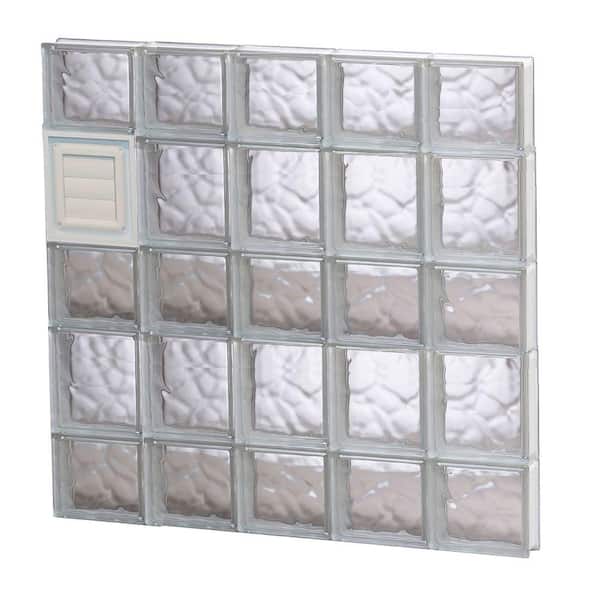 Clearly Secure 28.75 in. x 32.75 in. x 3.125 in. Frameless Wave Pattern Glass Block Window with Dryer Vent