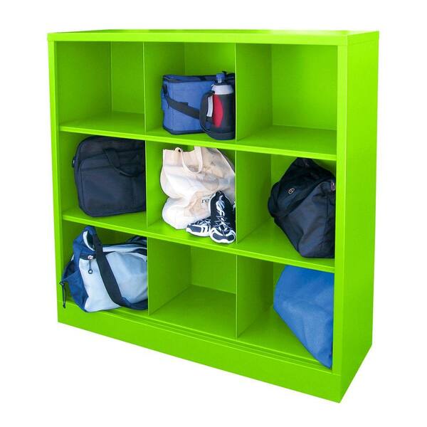 Sandusky Cubby 46 in. x 52 in. Electric Green 9-Cube Organizer