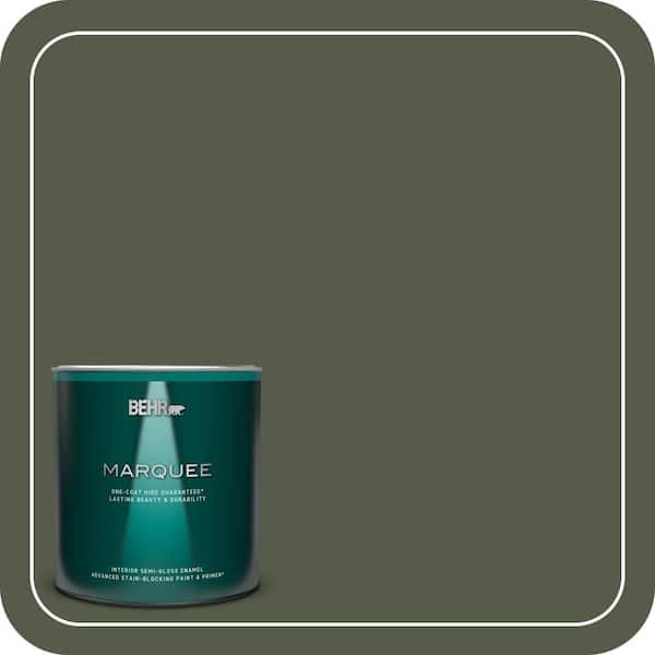 BEHR MARQUEE 1 qt. #430F-7 Windsor Moss Semi-Gloss Enamel Interior Paint & Primer