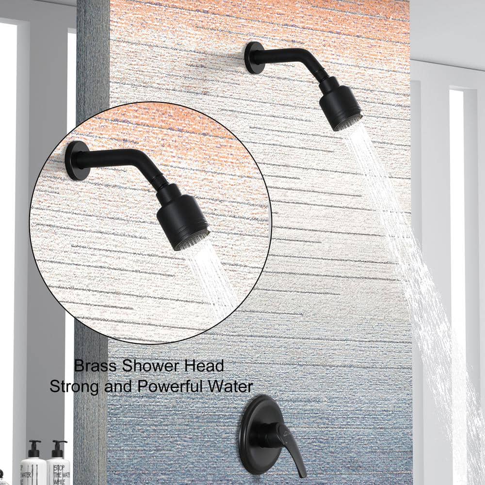 Matte Black Small Round Rain Shower Head Kit