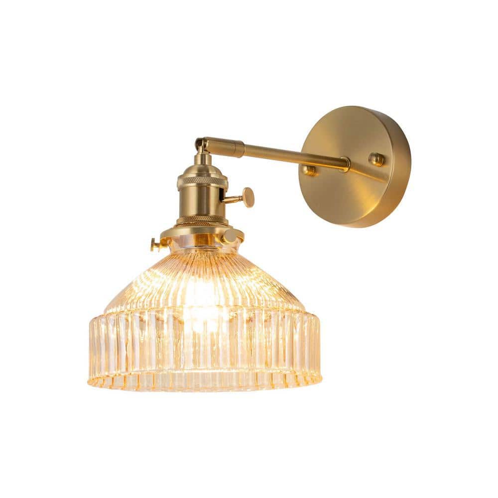OUKANING 7 in. 1-Light Gold Modern Wall Light Wall Sconce with OUKANING 7 in. 1-Light Gold Modern Wall Light Wall Sconce with
