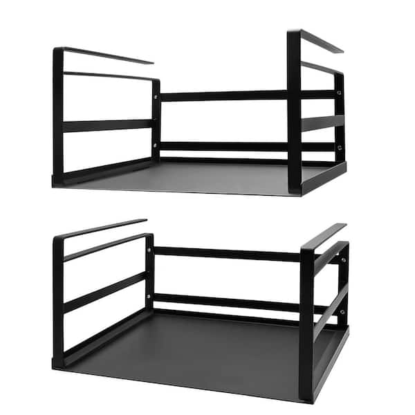 Angel Sar 13.38 in. x 9.84 in. Heavy Duty Slide-in Shelf Storage Basket Organizer Hanging Holder for Cabinet, Black (2-Pack)